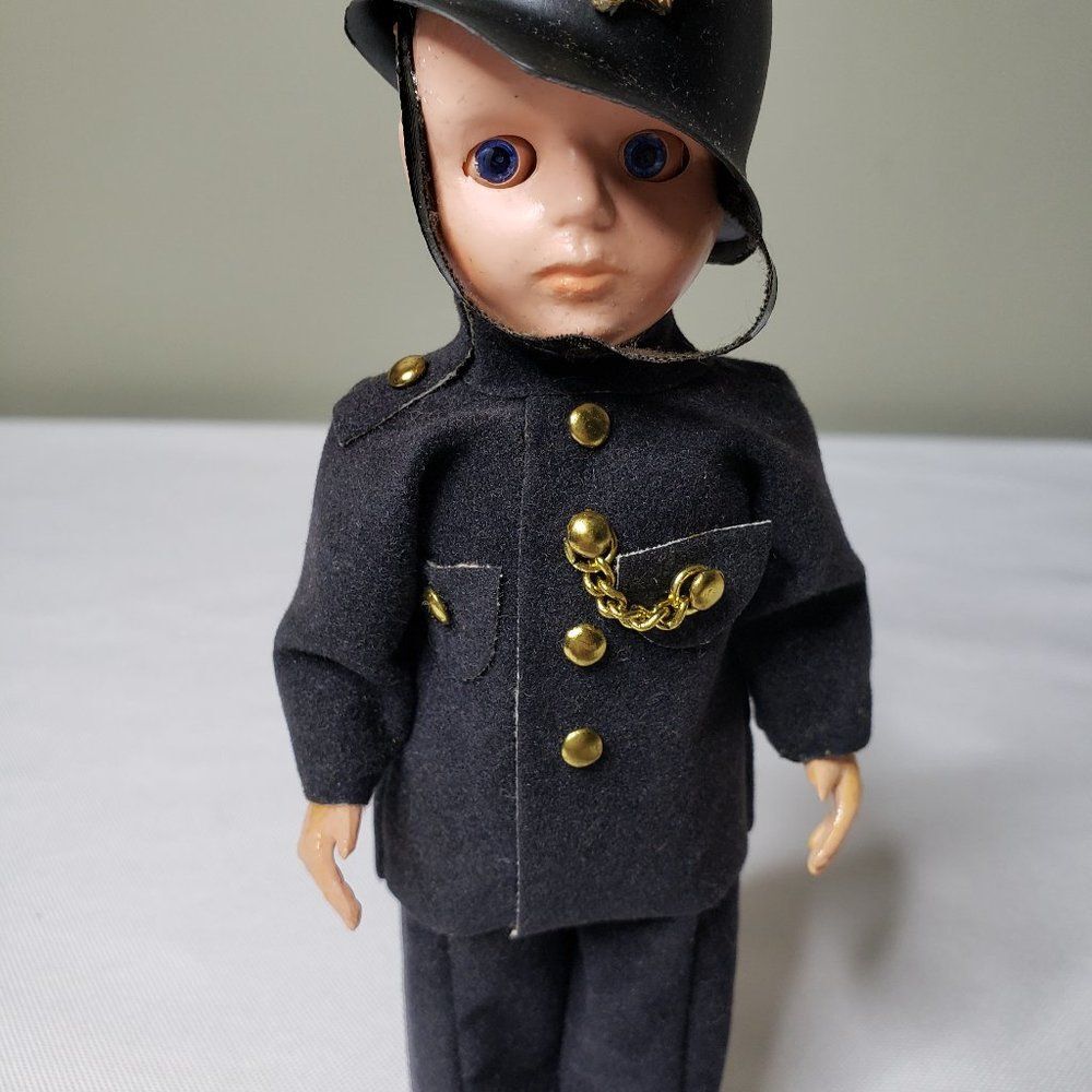 Antique-Style German Munster Policeman Sleepy-Eyes Doll 6" Hard Plastic